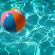 summer beach ball in cool water